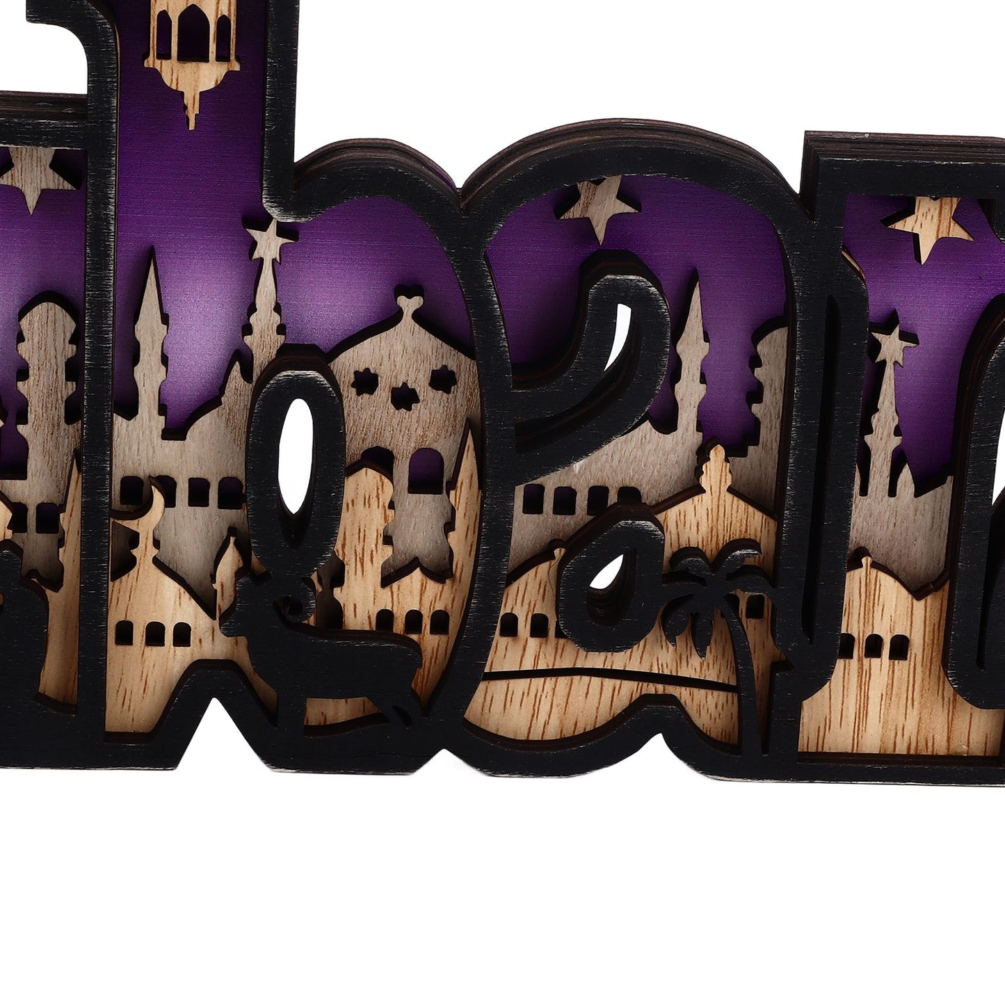 Wooden EID Letter Decoration Multilayer Carving Boxwood Wooden Eid Decorations Multilayer Carving Eid Crafts V1294-YM0523-3115220026611