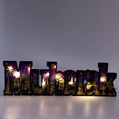 Wooden EID Letter Decoration Multilayer Carving Boxwood Wooden Eid Decorations Multilayer Carving Eid Crafts V1294-YM0523-3115220026611