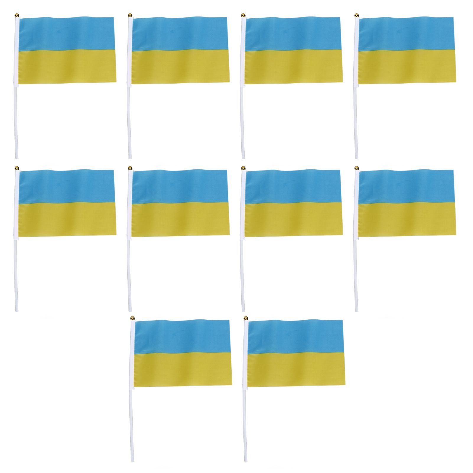 10 Set Ukraine Handheld Flags Mini Polyester Ukrainian Hand Waving Flag for Sporting Events Festive Decoration V1294-YM0523-3115220027311