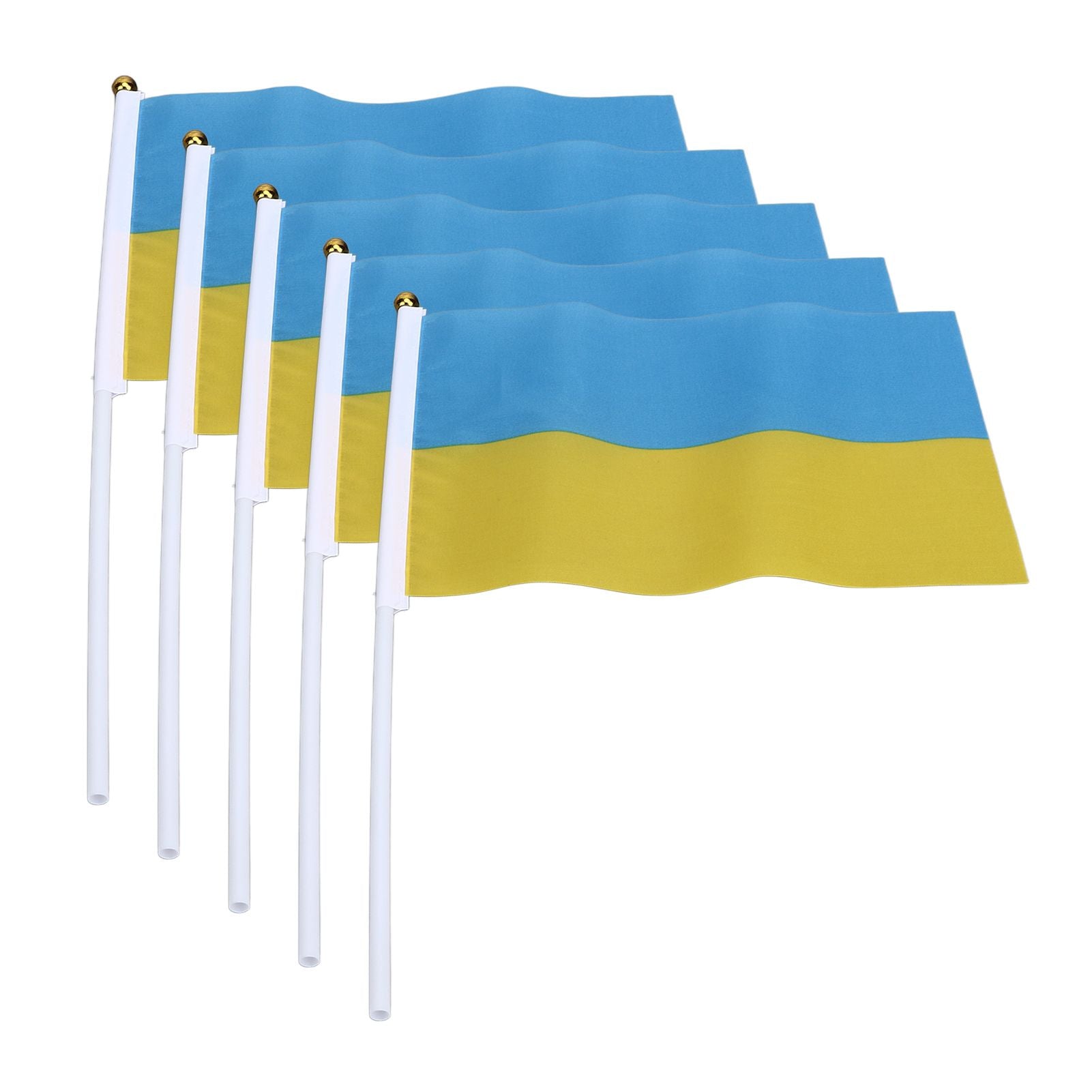 10 Set Ukraine Handheld Flags Mini Polyester Ukrainian Hand Waving Flag for Sporting Events Festive Decoration V1294-YM0523-3115220027311