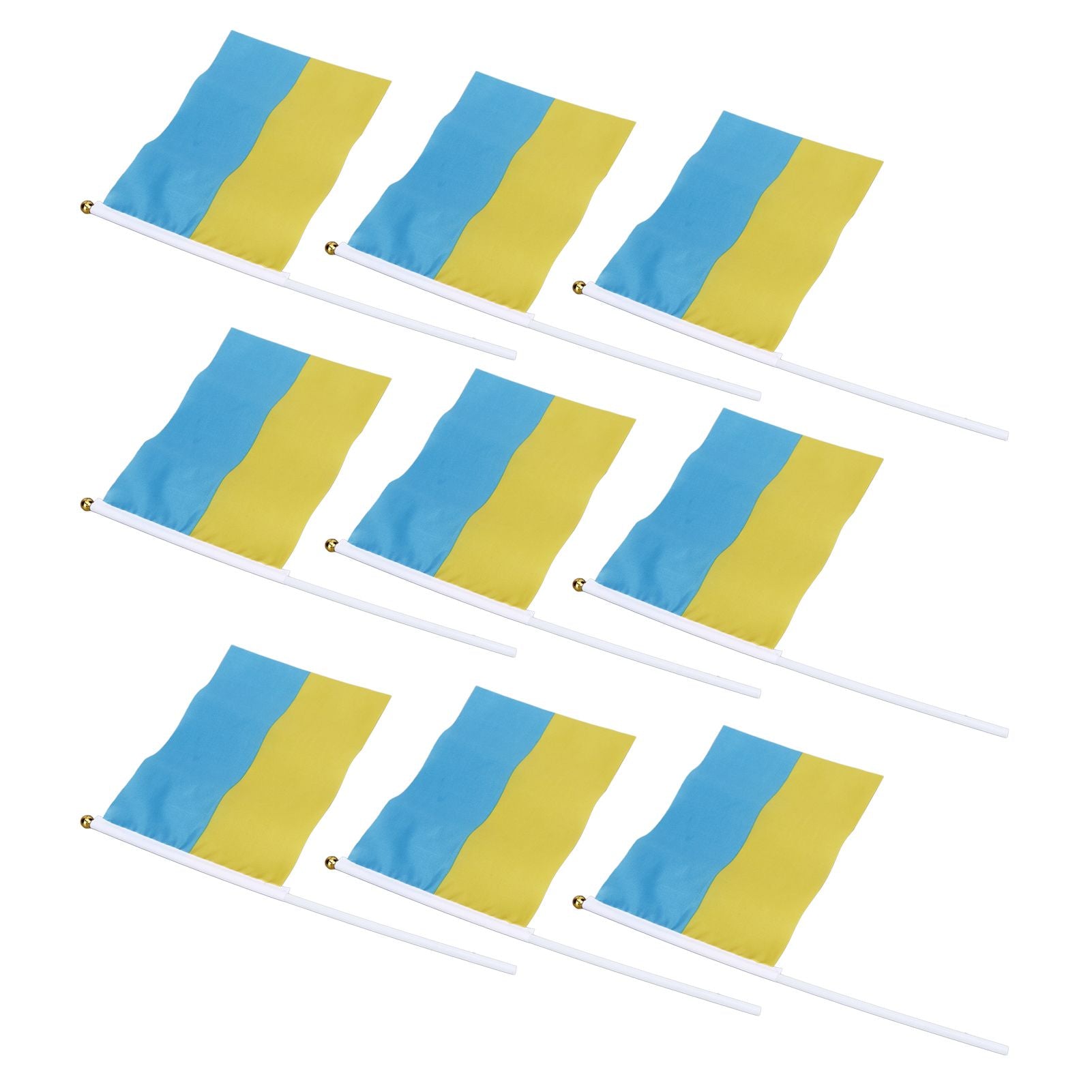 10 Set Ukraine Handheld Flags Mini Polyester Ukrainian Hand Waving Flag for Sporting Events Festive Decoration V1294-YM0523-3115220027311