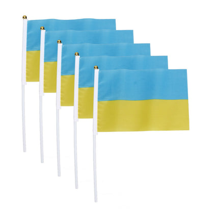 10 Set Ukraine Handheld Flags Mini Polyester Ukrainian Hand Waving Flag for Sporting Events Festive Decoration V1294-YM0523-3115220027311
