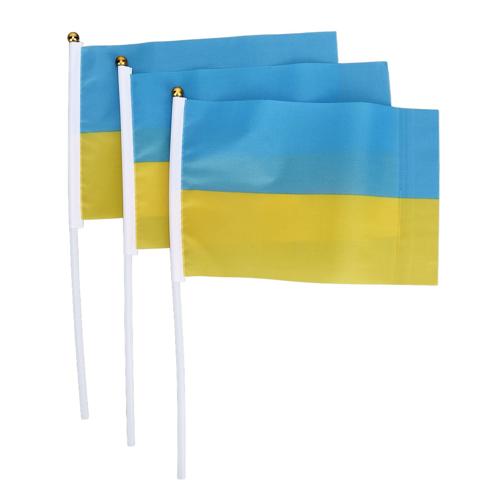 10 Set Ukraine Handheld Flags Mini Polyester Ukrainian Hand Waving Flag for Sporting Events Festive Decoration V1294-YM0523-3115220027311
