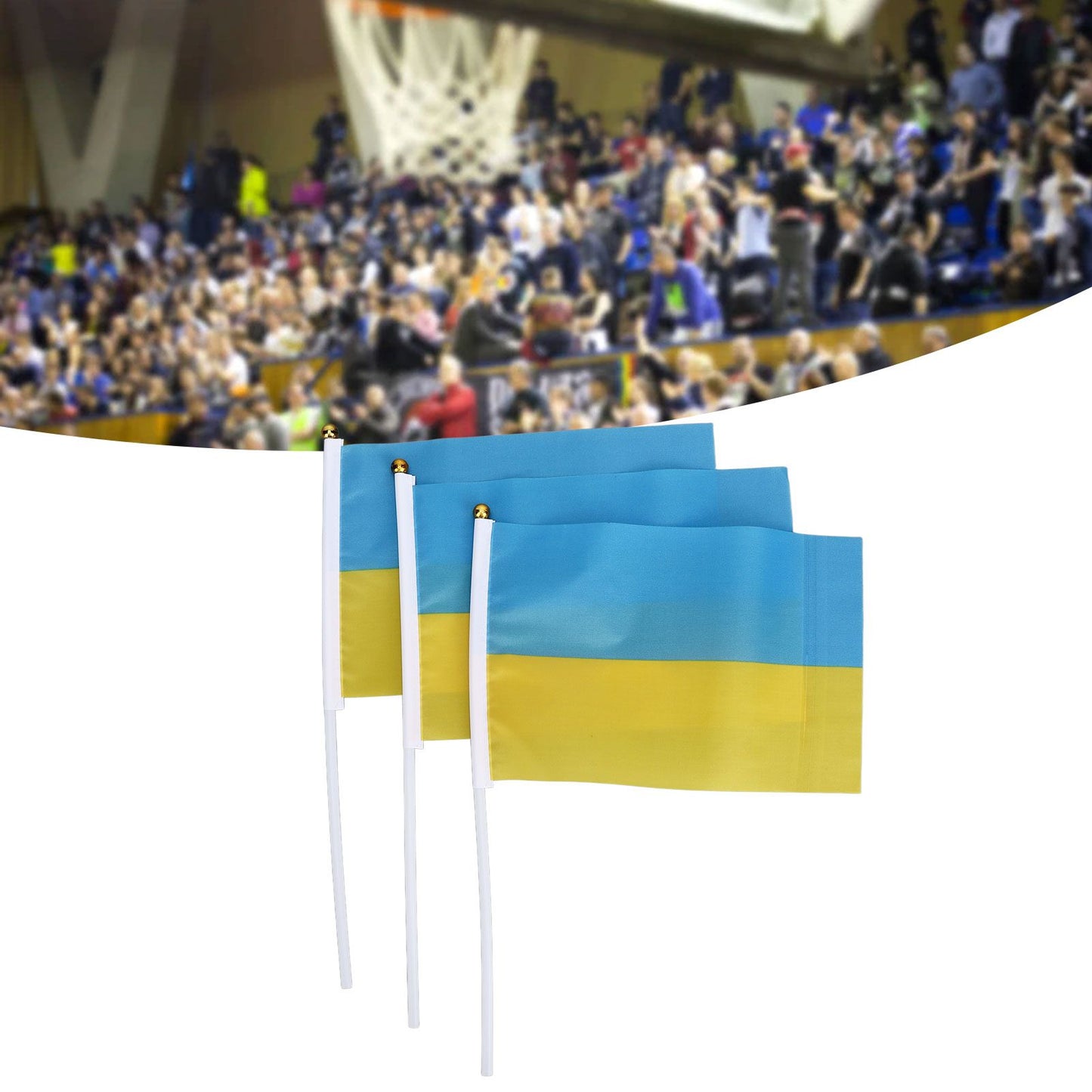 10 Set Ukraine Handheld Flags Mini Polyester Ukrainian Hand Waving Flag for Sporting Events Festive Decoration V1294-YM0523-3115220027311