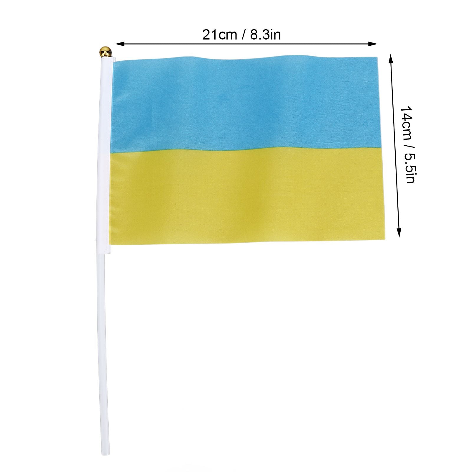 10 Set Ukraine Handheld Flags Mini Polyester Ukrainian Hand Waving Flag for Sporting Events Festive Decoration V1294-YM0523-3115220027311