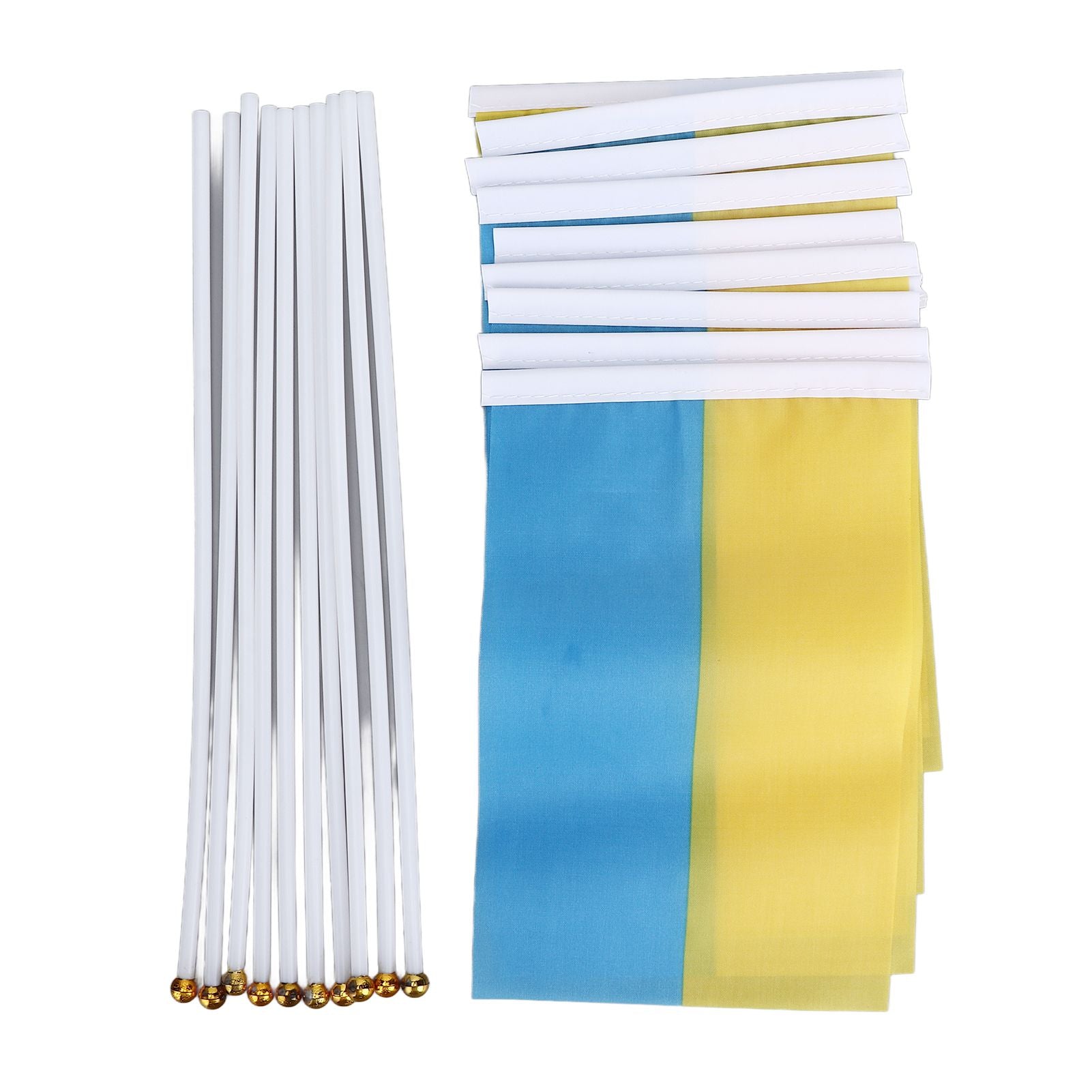 10 Set Ukraine Handheld Flags Mini Polyester Ukrainian Hand Waving Flag for Sporting Events Festive Decoration V1294-YM0523-3115220027311