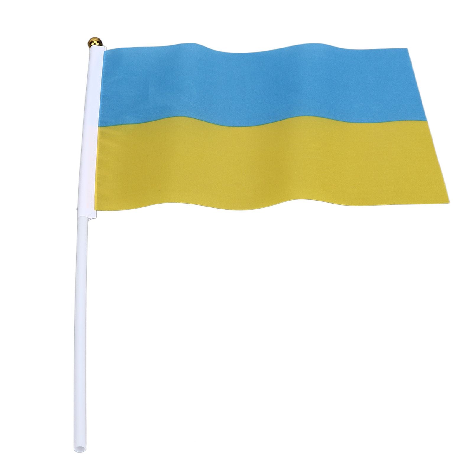 10 Set Ukraine Handheld Flags Mini Polyester Ukrainian Hand Waving Flag for Sporting Events Festive Decoration V1294-YM0523-3115220027311