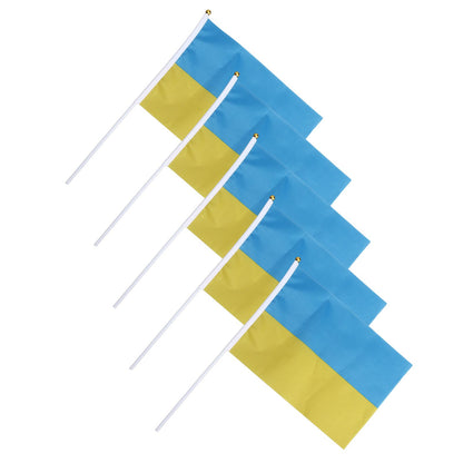 10 Sets Ukraine Handheld Flags Polyester Fade Resistant Mini Lightweight Ukraine Handheld Stick Flag V1294-YM0523-3115220027411