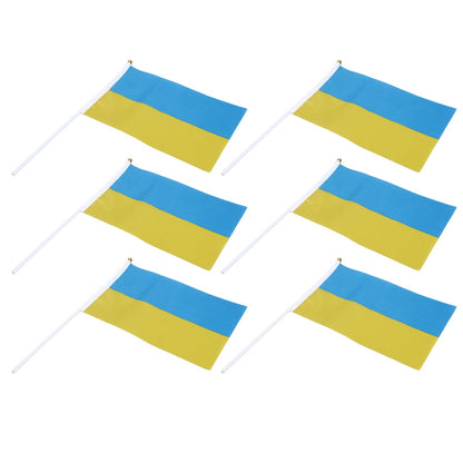 10 Sets Ukraine Handheld Flags Polyester Fade Resistant Mini Lightweight Ukraine Handheld Stick Flag V1294-YM0523-3115220027411
