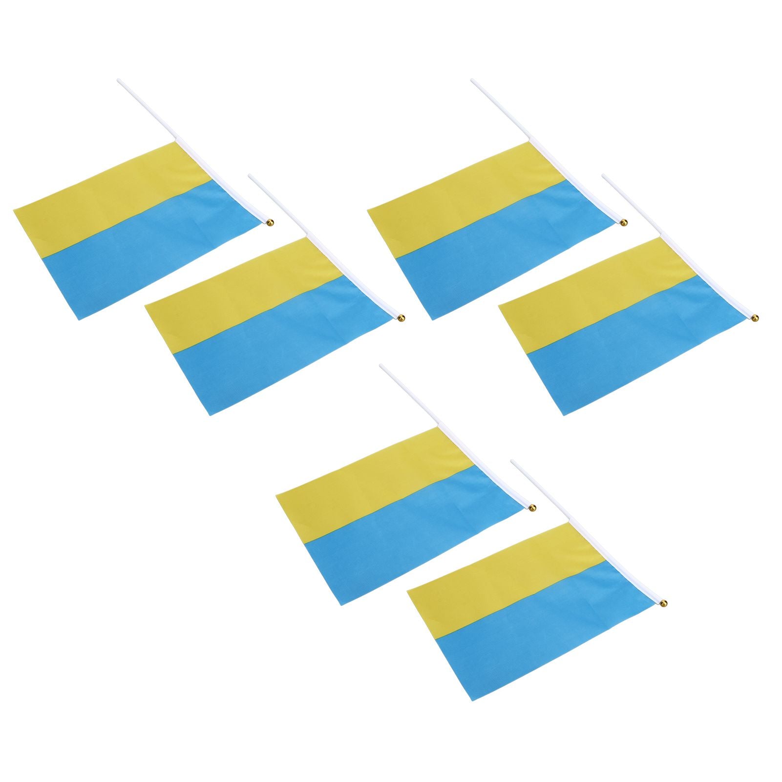 10 Sets Ukraine Handheld Flags Polyester Fade Resistant Mini Lightweight Ukraine Handheld Stick Flag V1294-YM0523-3115220027411