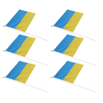 10 Sets Ukraine Handheld Flags Polyester Fade Resistant Mini Lightweight Ukraine Handheld Stick Flag V1294-YM0523-3115220027411