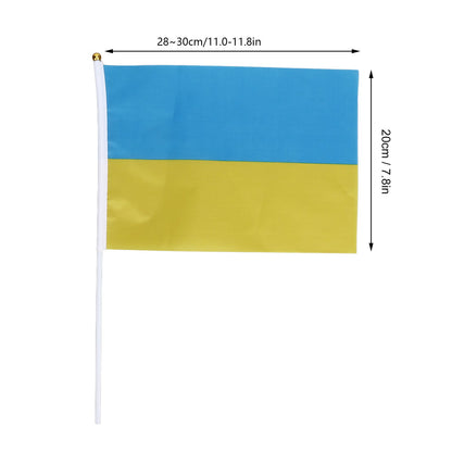 10 Sets Ukraine Handheld Flags Polyester Fade Resistant Mini Lightweight Ukraine Handheld Stick Flag V1294-YM0523-3115220027411