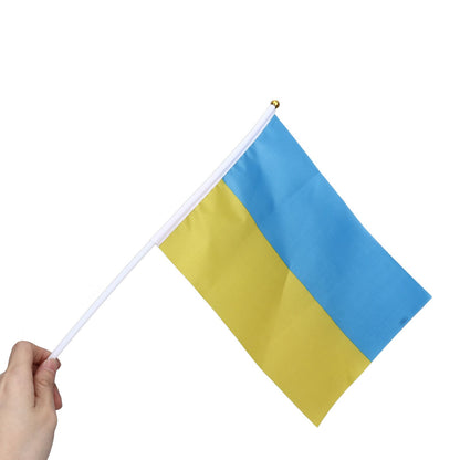 10 Sets Ukraine Handheld Flags Polyester Fade Resistant Mini Lightweight Ukraine Handheld Stick Flag V1294-YM0523-3115220027411