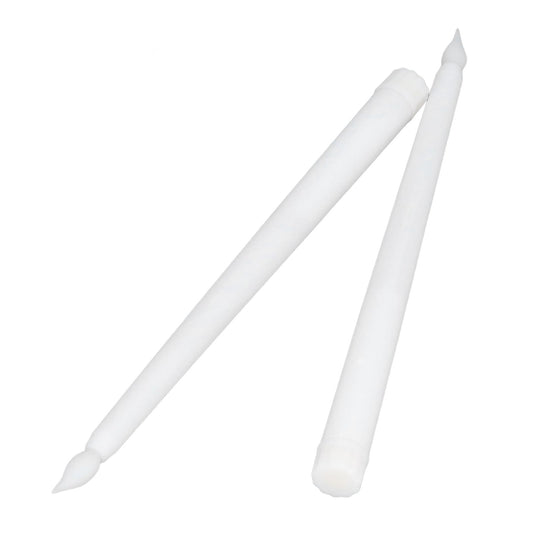 2pcs LED Taper Candles Battery Powered Flameless LED Candle Sticks for Festival Wedding Birthday Party White V1294-YM0523-3115220027511