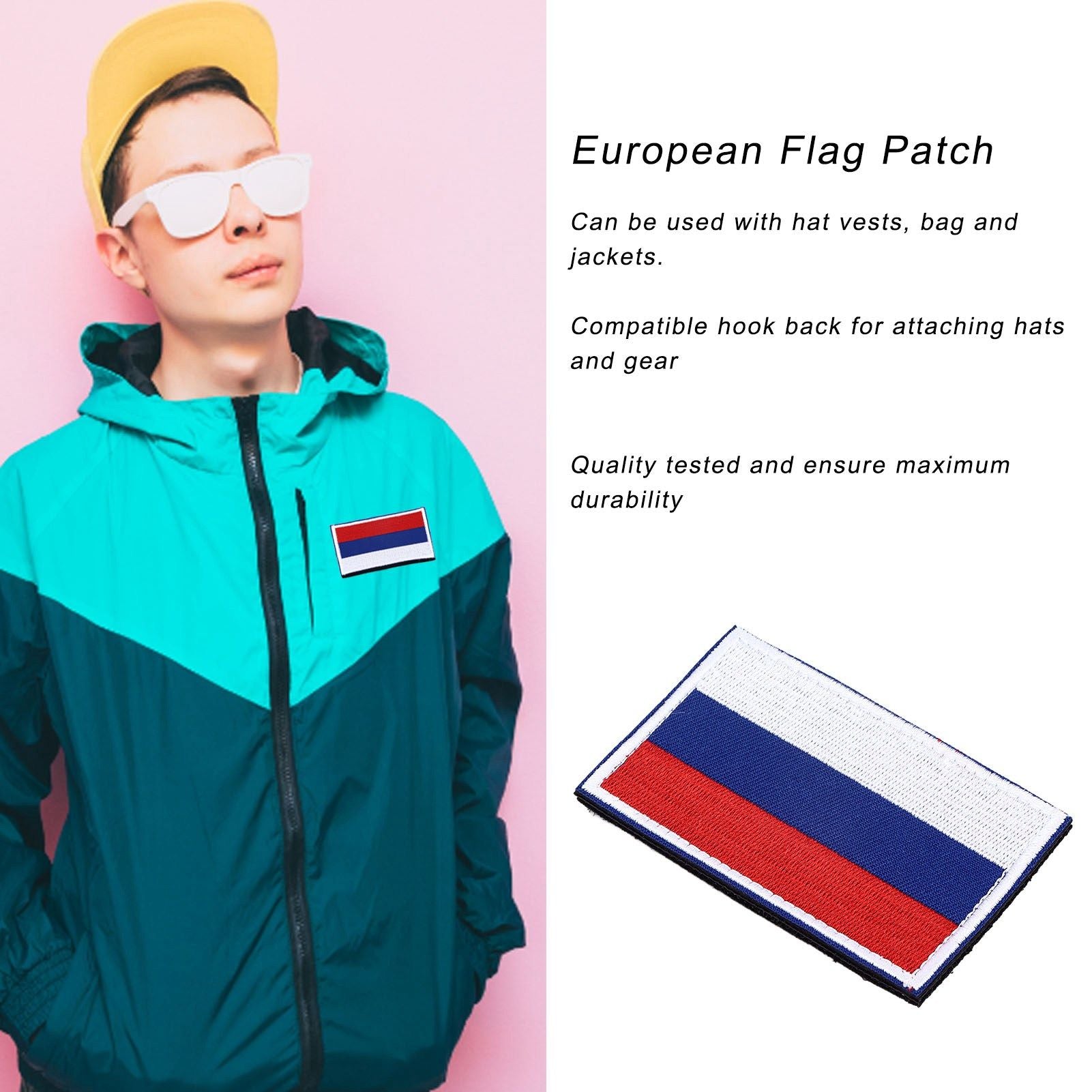 European Country Flags Patch World National Hook and Loop Badge Embroidered Patch Accessory Russia V1294-YM0523-3115220027711