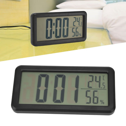 Digital Alarm Clock Portable Black Temperature Humidity Wall Mounted LCD Digital Electronic Clock for V1294-YM0523-3115220031411