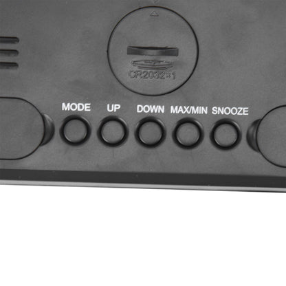 Digital Alarm Clock Portable Black Temperature Humidity Wall Mounted LCD Digital Electronic Clock for V1294-YM0523-3115220031411