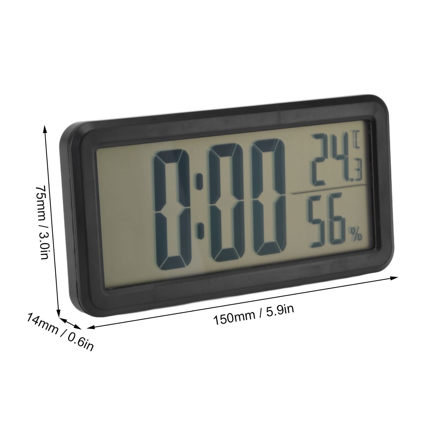 Digital Alarm Clock Portable Black Temperature Humidity Wall Mounted LCD Digital Electronic Clock for V1294-YM0523-3115220031411