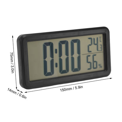 Digital Alarm Clock Portable Black Temperature Humidity Wall Mounted LCD Digital Electronic Clock for V1294-YM0523-3115220031411