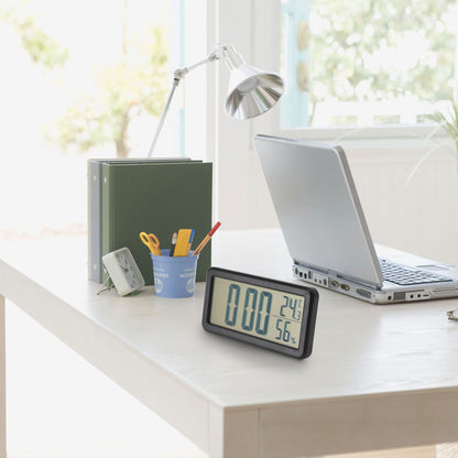 Digital Alarm Clock Portable Black Temperature Humidity Wall Mounted LCD Digital Electronic Clock for V1294-YM0523-3115220031411