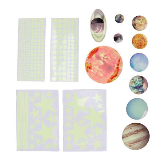 14pcs Glowing Planets Wall Stickers Glow in The Dark Star Solar System Decal for Children Bedroom Nursery V1294-YM0523-3115220032211