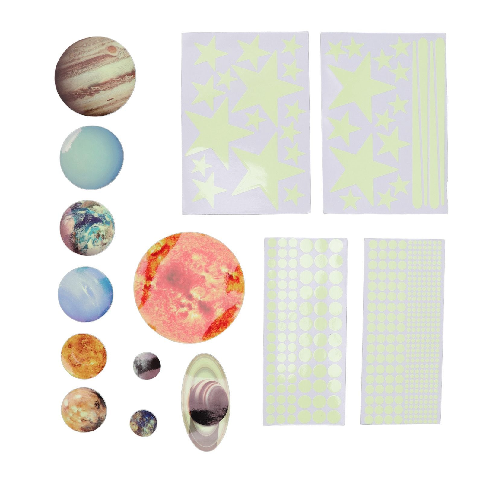 14pcs Glowing Planets Wall Stickers Glow in The Dark Star Solar System Decal for Children Bedroom Nursery V1294-YM0523-3115220032211