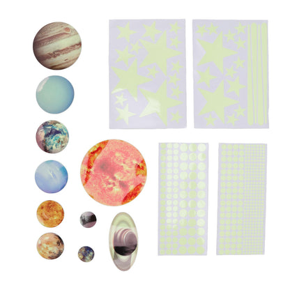 14pcs Glowing Planets Wall Stickers Glow in The Dark Star Solar System Decal for Children Bedroom Nursery V1294-YM0523-3115220032211
