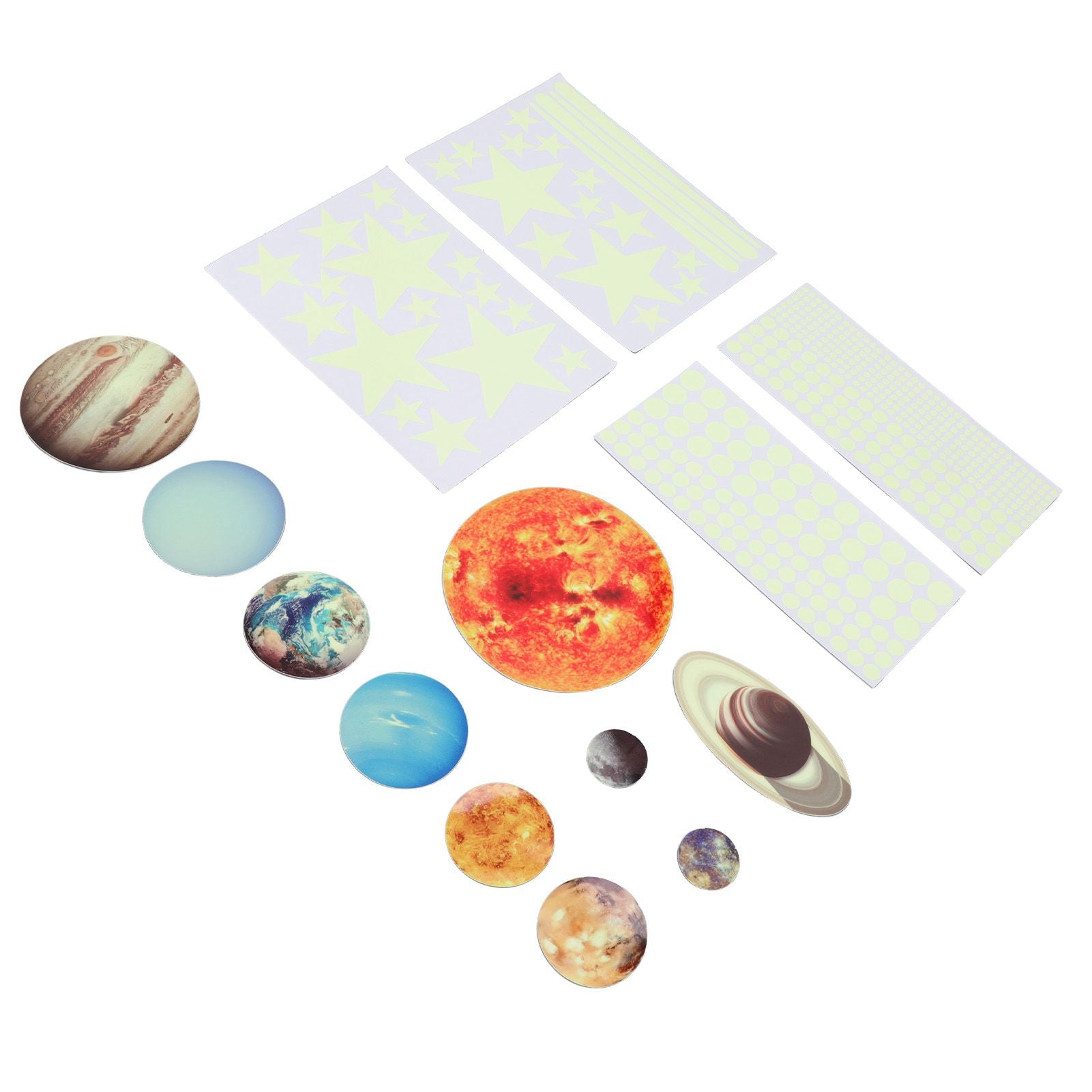 14pcs Glowing Planets Wall Stickers Glow in The Dark Star Solar System Decal for Children Bedroom Nursery V1294-YM0523-3115220032211