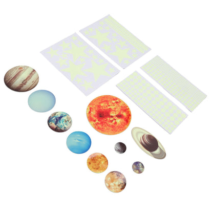 14pcs Glowing Planets Wall Stickers Glow in The Dark Star Solar System Decal for Children Bedroom Nursery V1294-YM0523-3115220032211