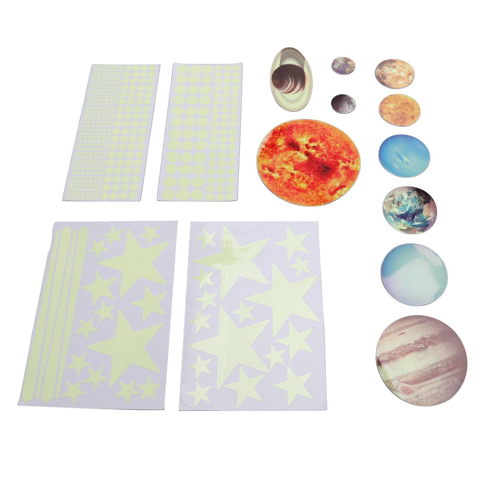 14pcs Glowing Planets Wall Stickers Glow in The Dark Star Solar System Decal for Children Bedroom Nursery V1294-YM0523-3115220032211