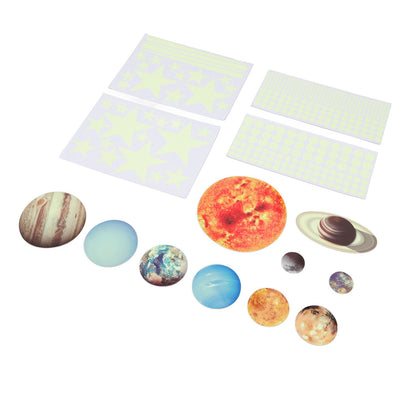14pcs Glowing Planets Wall Stickers Glow in The Dark Star Solar System Decal for Children Bedroom Nursery V1294-YM0523-3115220032211