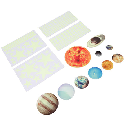 14pcs Glowing Planets Wall Stickers Glow in The Dark Star Solar System Decal for Children Bedroom Nursery V1294-YM0523-3115220032211