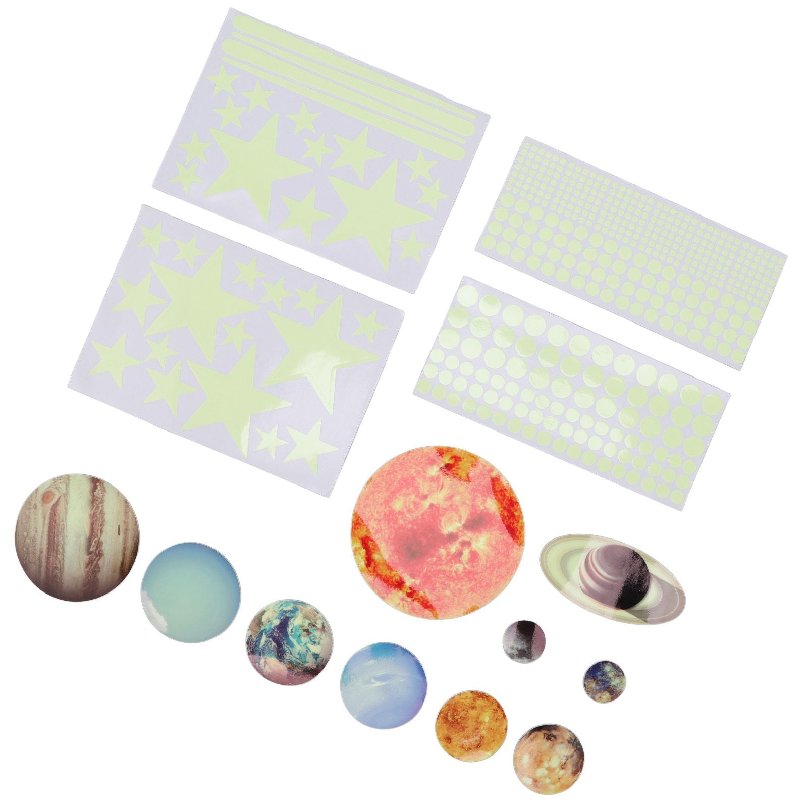 14pcs Glowing Planets Wall Stickers Glow in The Dark Star Solar System Decal for Children Bedroom Nursery V1294-YM0523-3115220032211