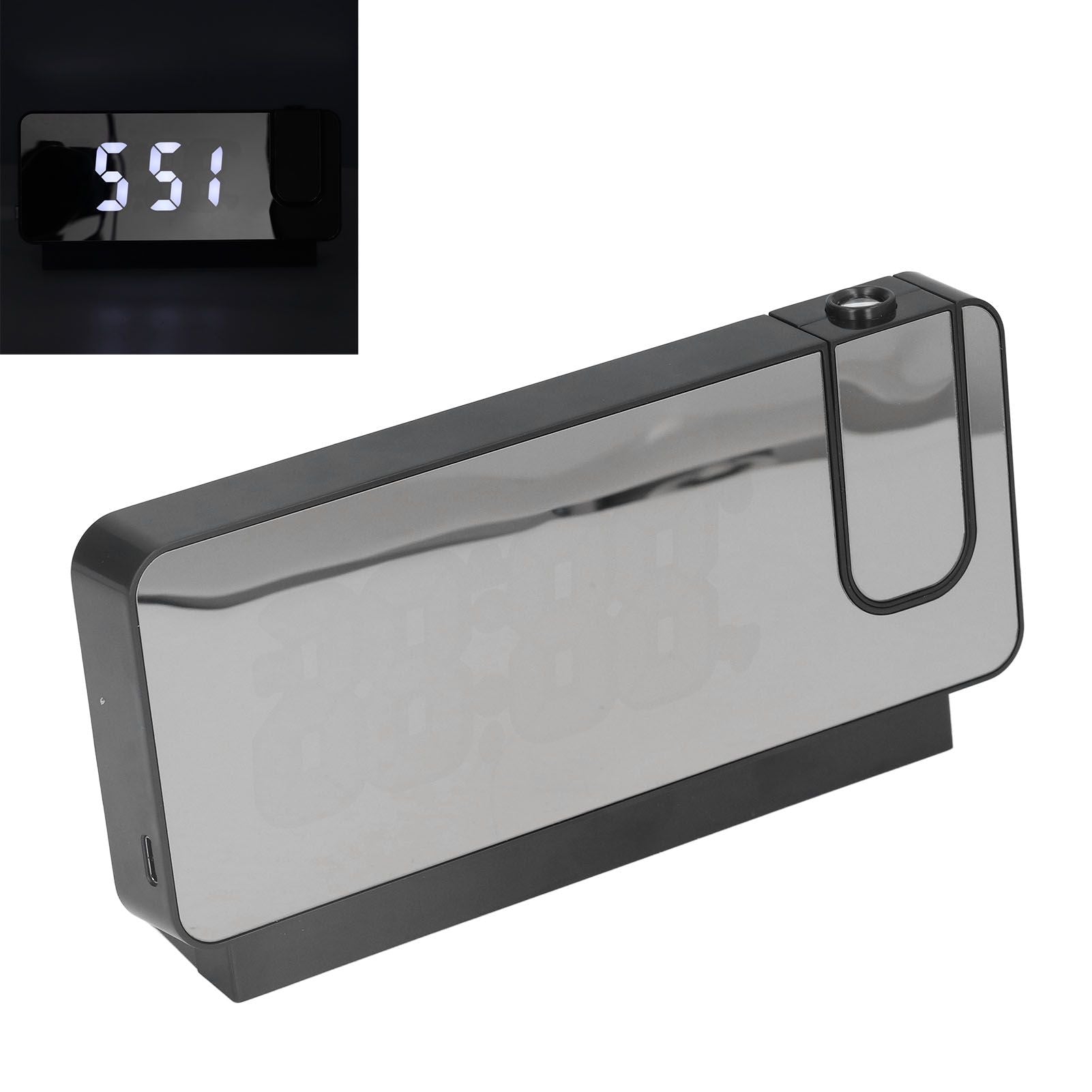 Digital Alarm Clock 180 degrees Rotatable Projection 4 Level Brightness LED Mirror Display for Home Office V1294-YM0523-3115220033011