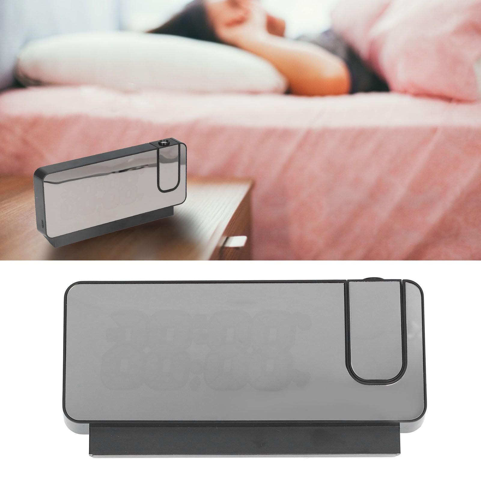 Digital Alarm Clock 180 degrees Rotatable Projection 4 Level Brightness LED Mirror Display for Home Office V1294-YM0523-3115220033011