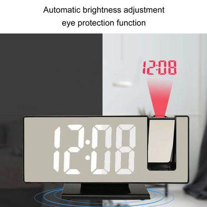 Digital Alarm Clock 180 degrees Rotatable Projection 4 Level Brightness LED Mirror Display for Home Office V1294-YM0523-3115220033011