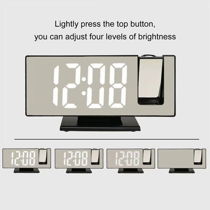 Digital Alarm Clock 180 degrees Rotatable Projection 4 Level Brightness LED Mirror Display for Home Office V1294-YM0523-3115220033011