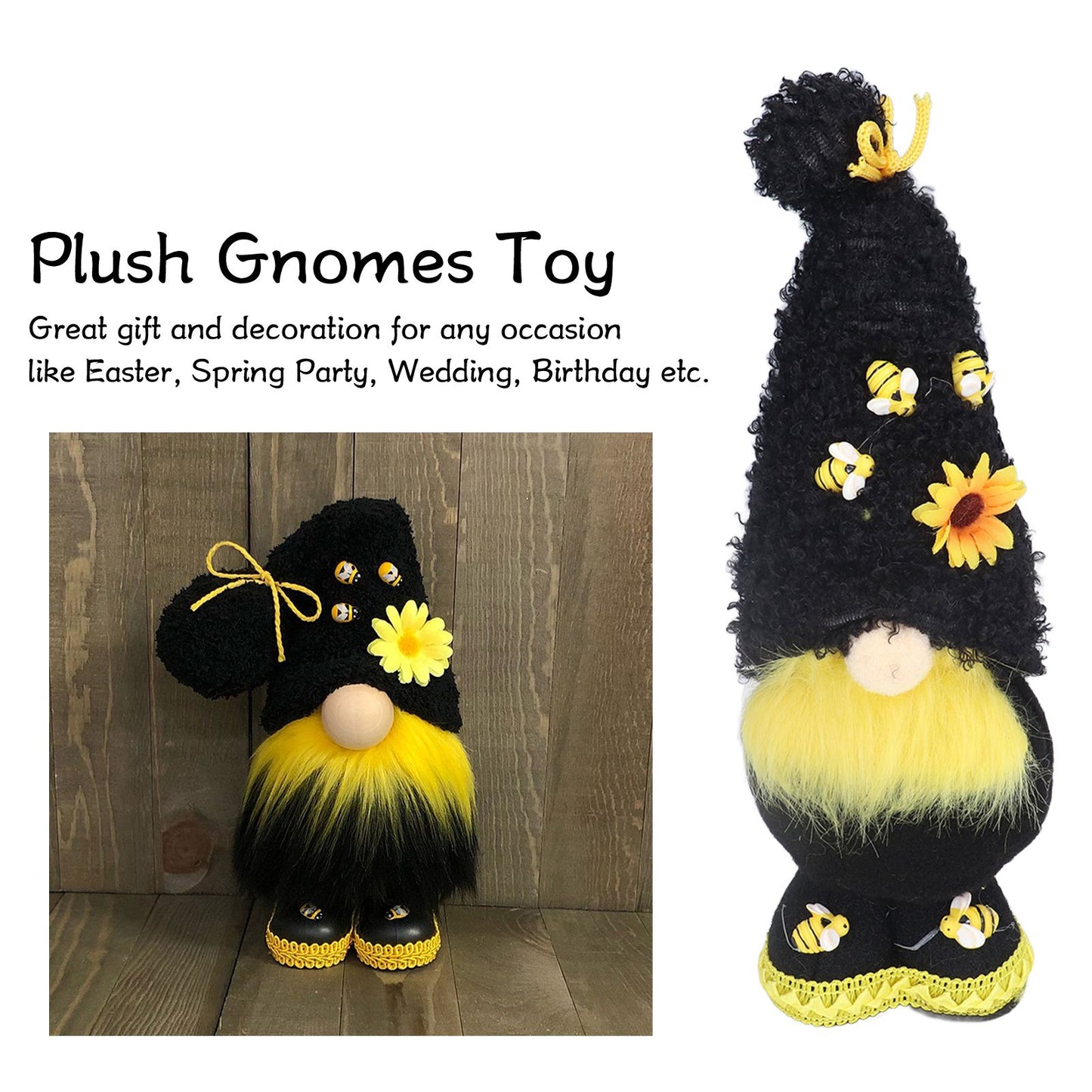 Faceless Doll Delicate Cute Mascot Plush Gnome with Yellow Sunflower Flower Gnome Doll for Easter Wedding V1294-YM0523-3115220033311