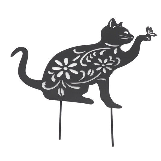 Black Cat Statuette Cute Black Cat Vivid Appearance Hollow Design Durable Metal Black Cat Decor for Home V1294-YM0523-3115220034111