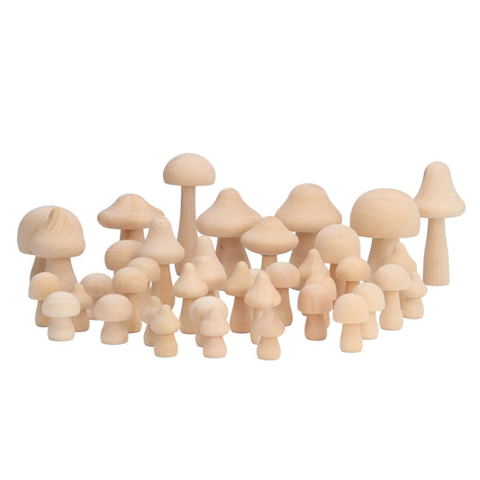 40pcs Unfinished Wooden Mushroom Unpainted Natural Wood Mushroom Decoration for DIY Decoration V1294-YM0523-3115220034711