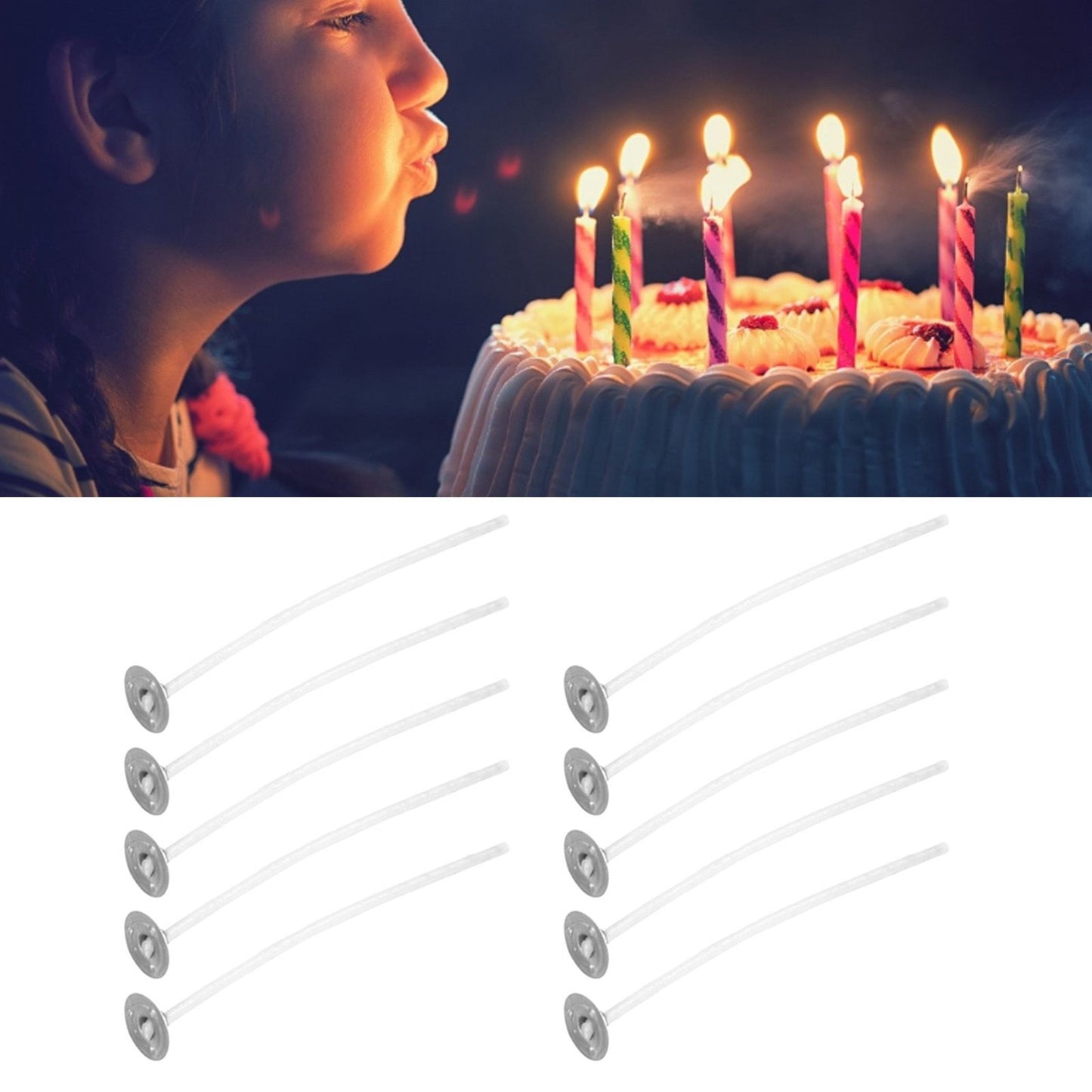 50Pcs Candle Wicks Pre Waxed Cotton Core Wicks with Base for DIY Scented Candle Making 8cm / 3.1in V1294-YM0523-3115220036211