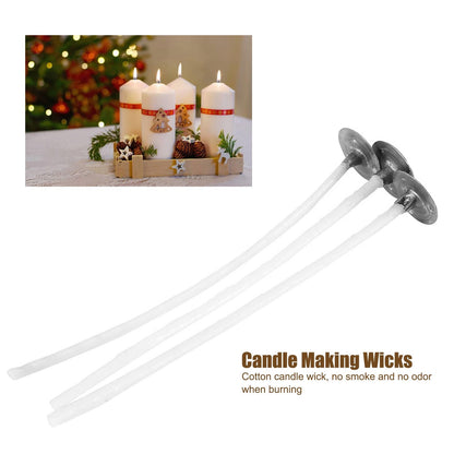 50Pcs Candle Wicks Pre Waxed Cotton Core Wicks with Base for DIY Scented Candle Making 8cm / 3.1in V1294-YM0523-3115220036211