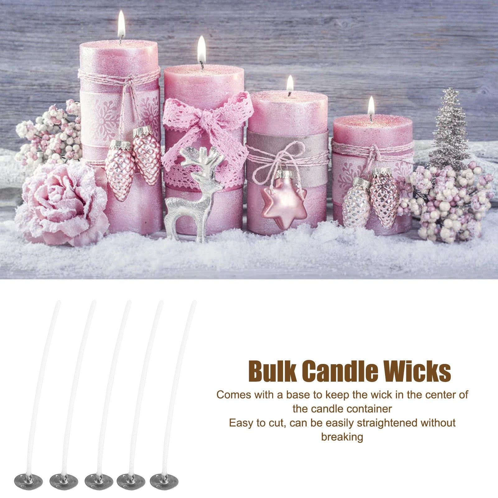 50Pcs Candle Wicks Pre Waxed Cotton Core Wicks with Base for DIY Scented Candle Making 8cm / 3.1in V1294-YM0523-3115220036211