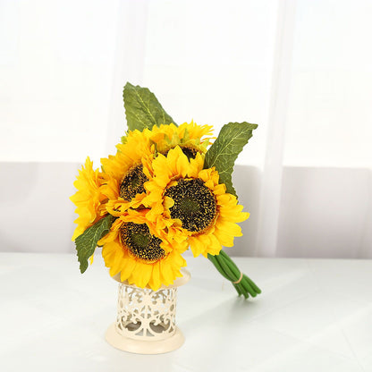 Artificial Sunflower Simulation Flower Silk Cloth for Home Living Room Decoration Wedding Bouquet Prop 7 V1294-YM0523-3115220038511