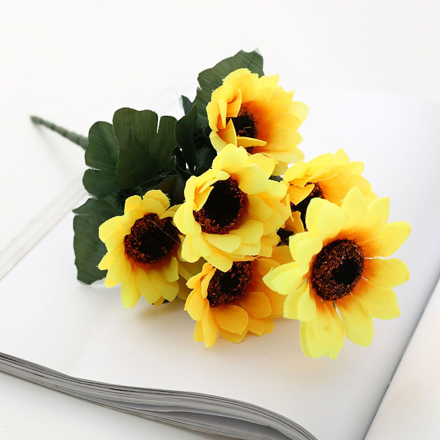 Artificial Sunflower Simulation Flower Silk Cloth for Home Living Room Decoration Wedding Bouquet Prop 7 V1294-YM0523-3115220038511