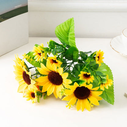 Artificial Sunflower Simulation Flower Silk Cloth for Home Living Room Decoration Wedding Bouquet Prop 7 V1294-YM0523-3115220038511