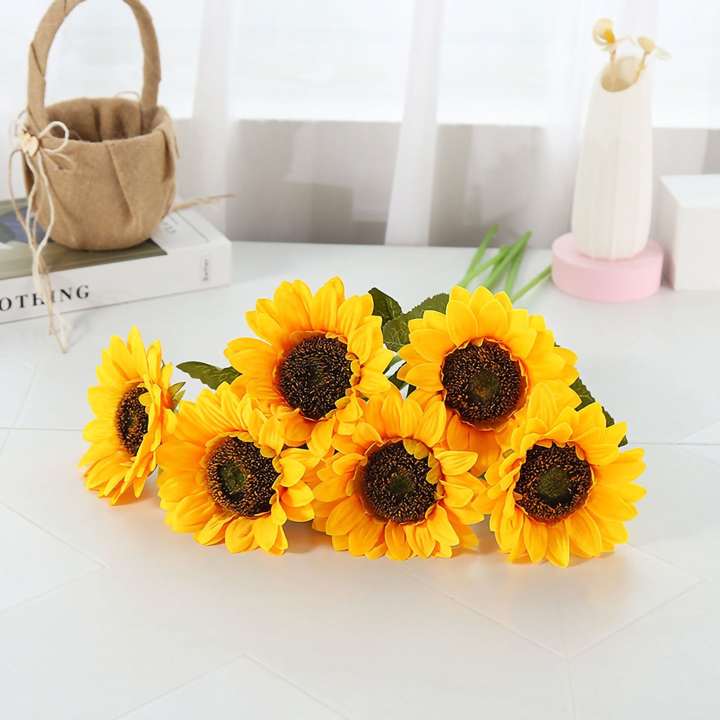 Artificial Sunflower Simulation Flower Silk Cloth for Home Living Room Decoration Wedding Bouquet Prop 7 V1294-YM0523-3115220038511