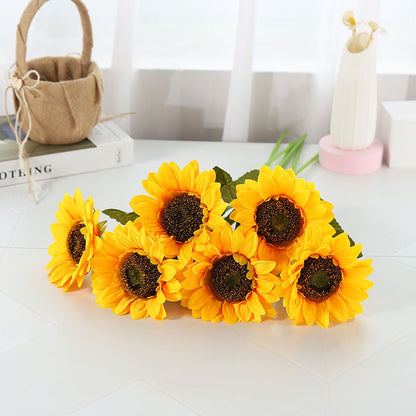 Artificial Sunflower Simulation Flower Silk Cloth for Home Living Room Decoration Wedding Bouquet Prop 7 V1294-YM0523-3115220038511