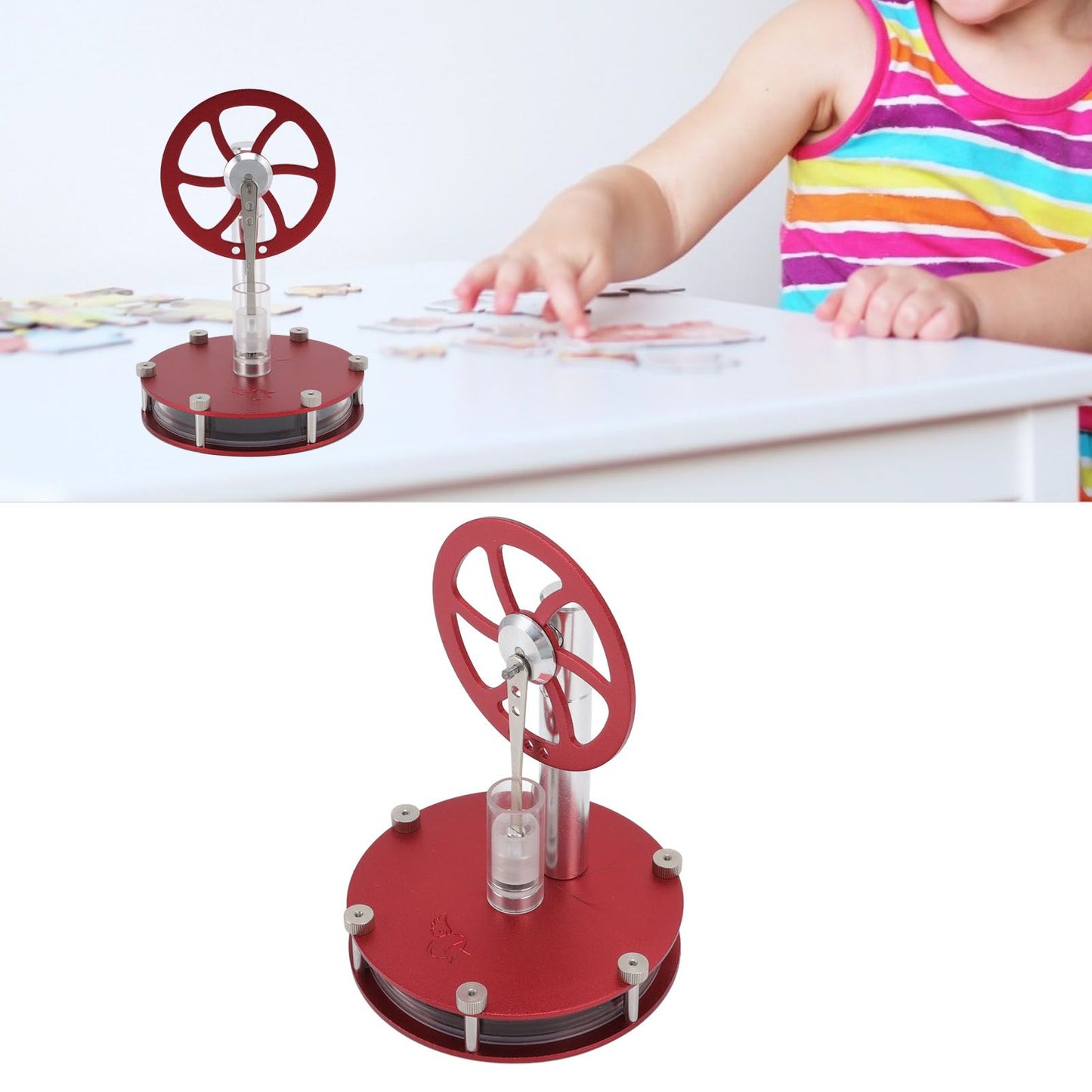Stirling Engine Model Low Temperature Differential Education Toy Metal Hot Air Engine Motor for Kids Learning V1294-YM0523-3115220039111