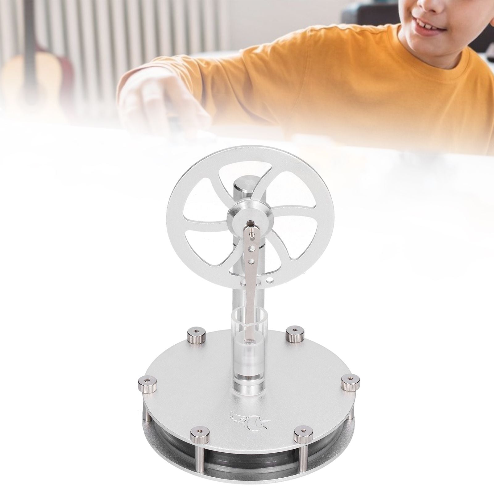 Low Temperature Stirling Engine Model Aluminum Physical Experimental Engine Model Kids Educational Toy V1294-YM0523-3115220039211
